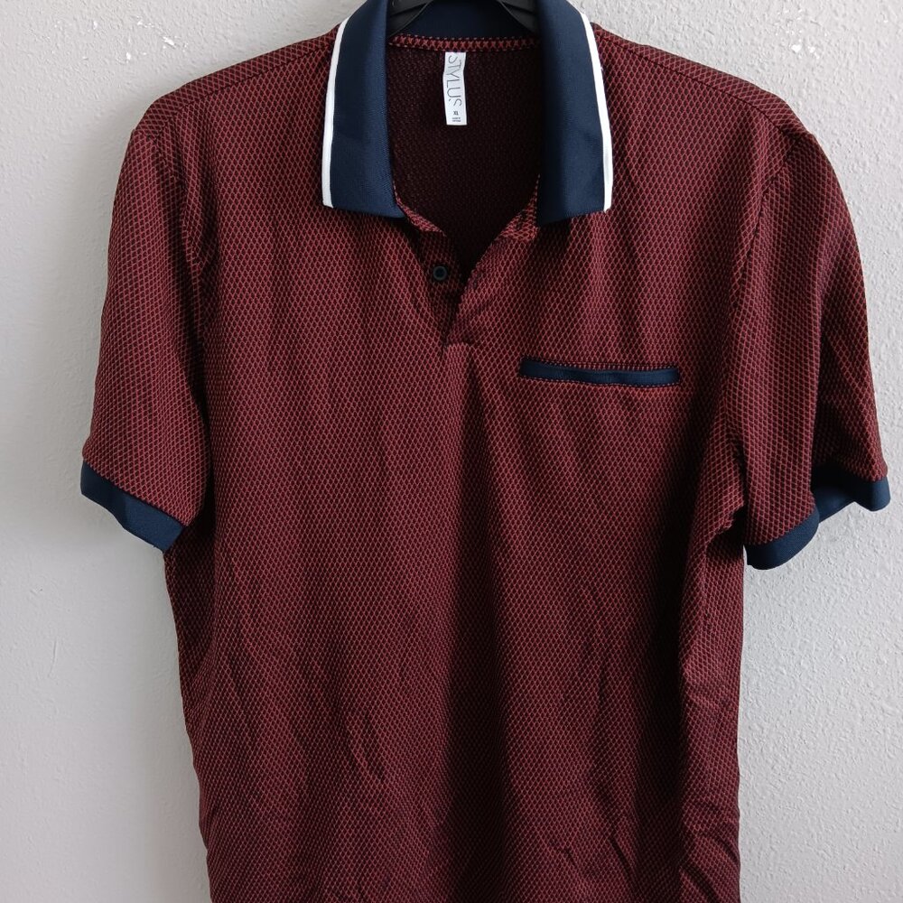 Stylus Printed Mens Regular Fit Short Sleeve Polo Shirt , Sz XL - Picture 3 of 6